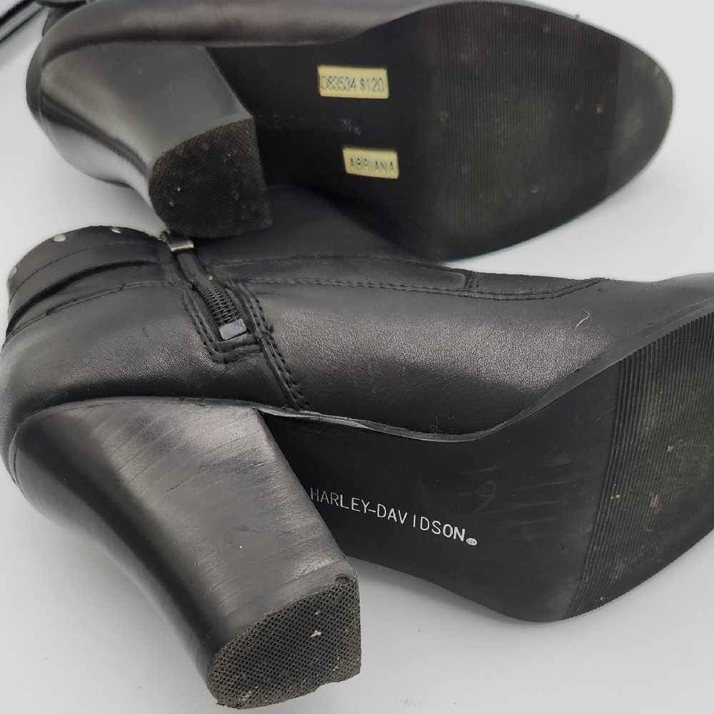 Harley-Davidson Black 3" Heeled Boots with Silver Buckle Women's 7 - Picture 4 of 6